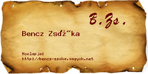 Bencz Zsóka névjegykártya